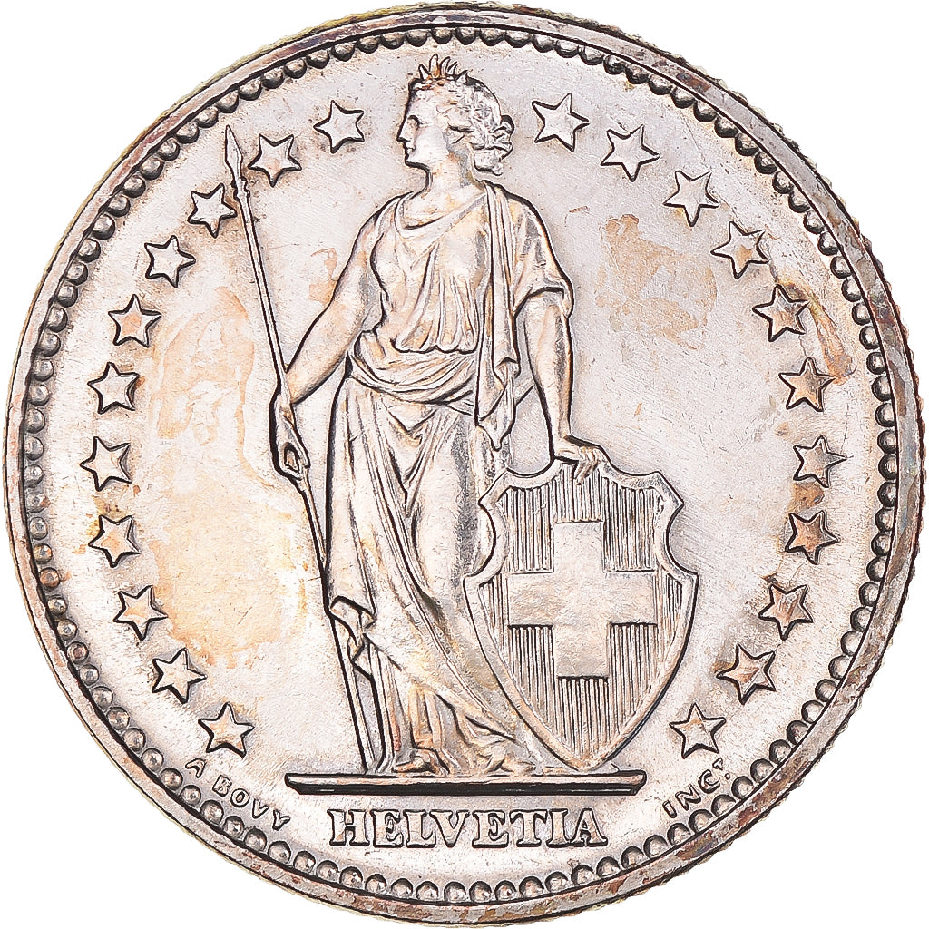 Moneta, Szwajcaria, 2 Francs, 1968, Bern, MS(60-62), Miedź-Nikiel, KM:21a.1