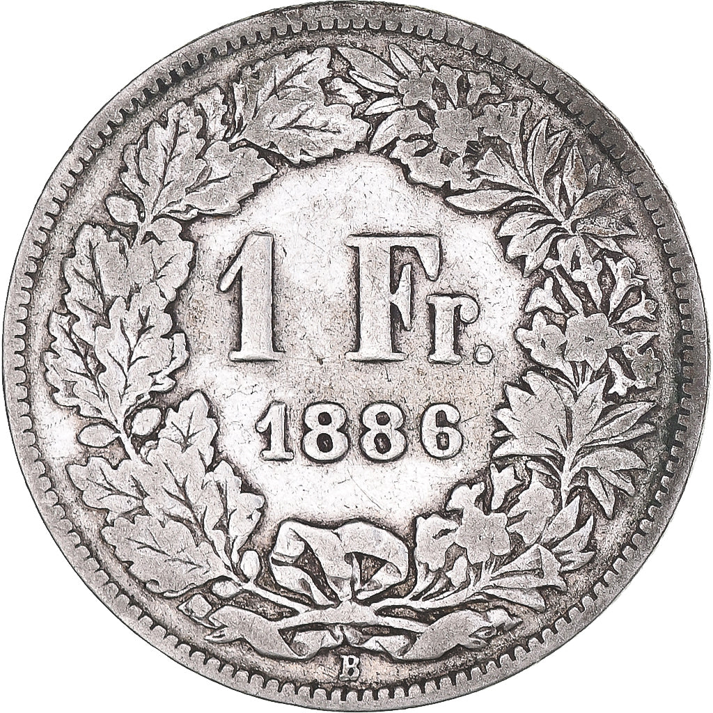 Moneta, Svizzera, Franc, 1886, Bern, MB, Argento, KM:24