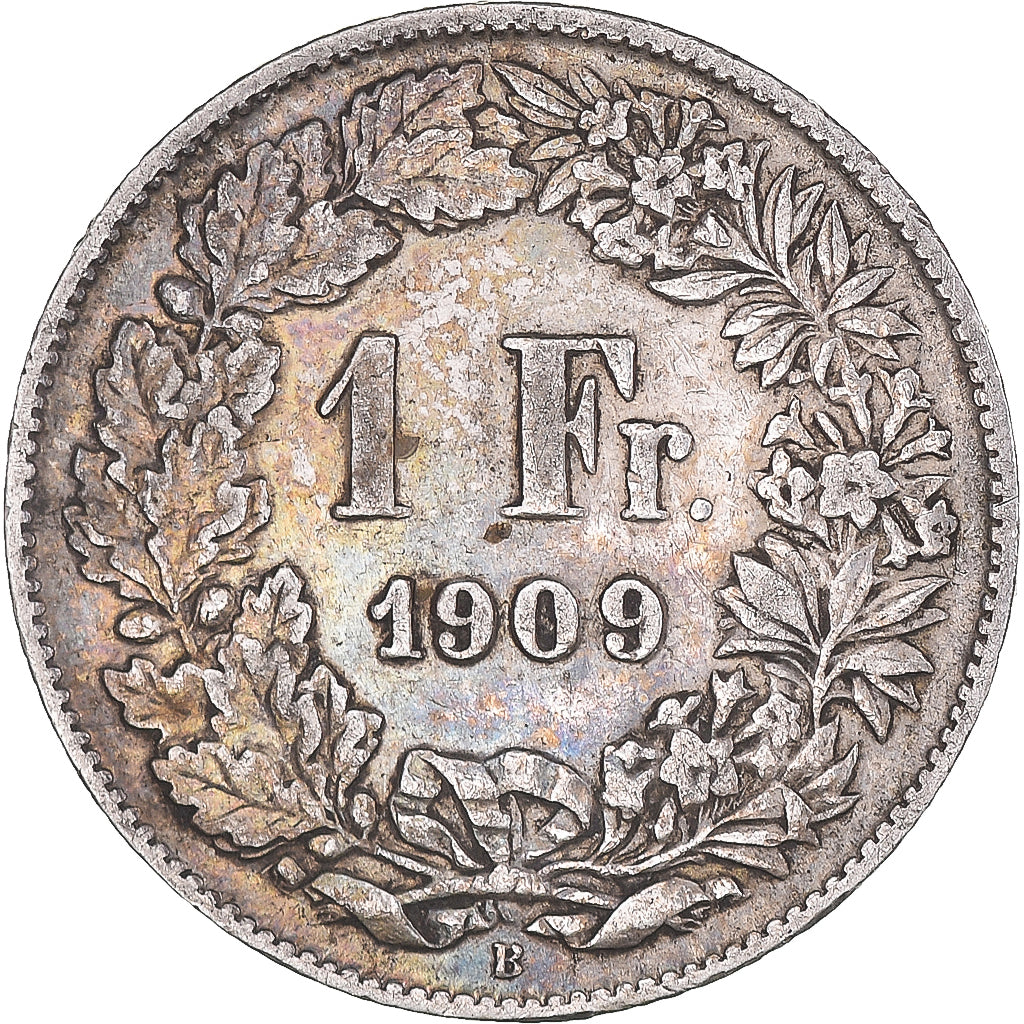 Coin, Switzerland, Franc, 1909, Bern, EF(40-45), Silver, KM:24