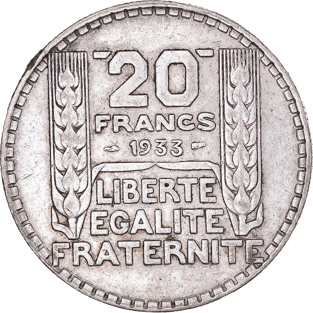Coin, France, Turin, 20 Francs, 1933, Paris, Rameaux longs, EF(40-45), Silver