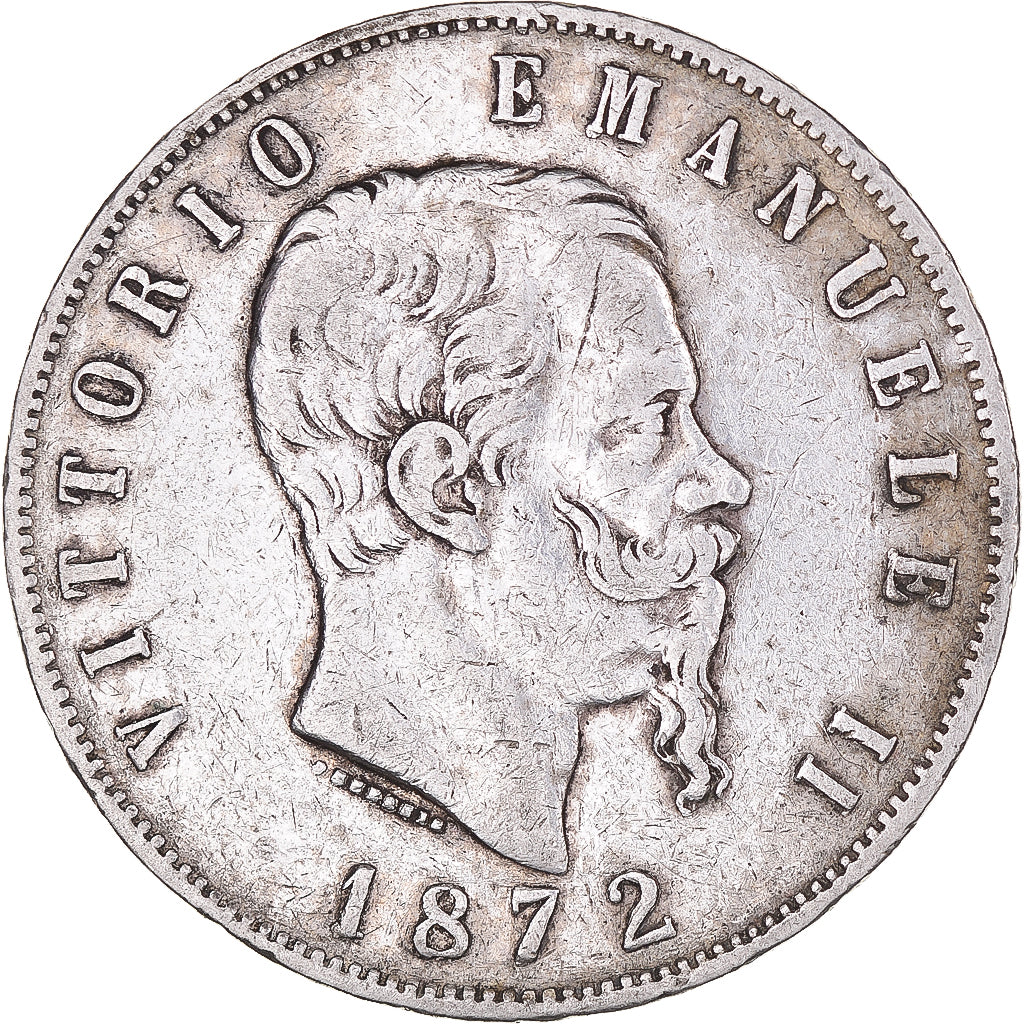 Coin, Italy, Vittorio Emanuele II, 5 Lire, 1872, Milan, EF(40-45), Silver
