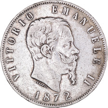 Coin, Italy, Vittorio Emanuele II, 5 Lire, 1872, Milan, EF(40-45), Silver