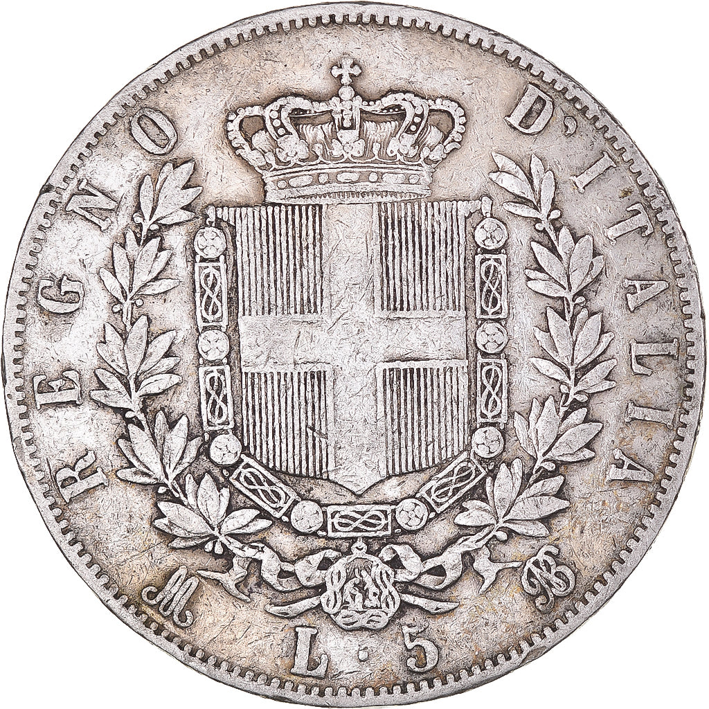 Coin, Italy, Vittorio Emanuele II, 5 Lire, 1872, Milan, EF(40-45), Silver