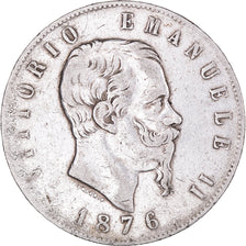 Coin, Italy, Vittorio Emanuele II, 5 Lire, 1876, Rome, EF(40-45), Silver, KM:8.4