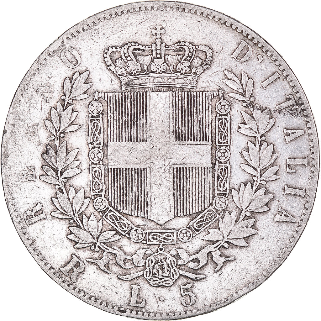 Moneta, Italia, Vittorio Emanuele II, 5 Lire, 1876, Rome, BB, Argento, KM:8.4