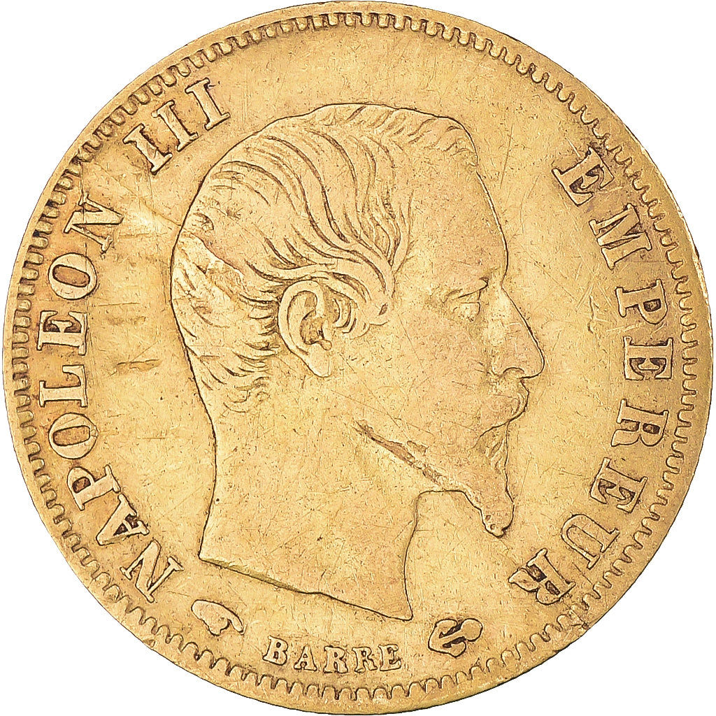 Münze, Frankreich, Napoleon III, 5 Francs, 1858, Paris, S+, Gold, KM:787.1