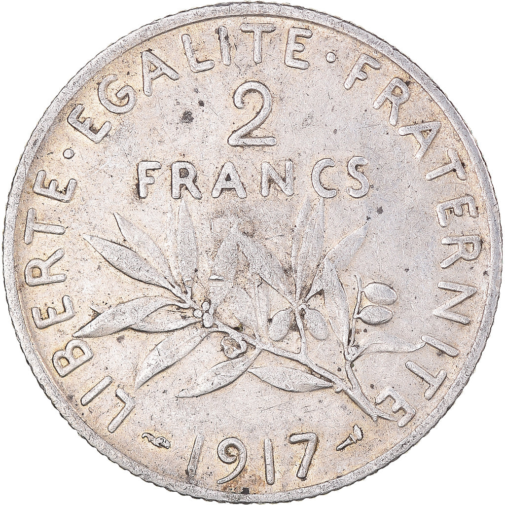 Coin, France, Semeuse, 2 Francs, 1917, Paris, EF(40-45), Silver, KM:845.1
