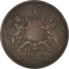 Moneta, INDIA - BRITANNICA, 1/2 Anna, 1835, Bombay, BB, Rame, KM:447.1