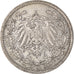 Coin, GERMANY - EMPIRE, 1/2 Mark, 1913, Berlin, AU(50-53), Silver, KM:17