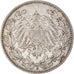 Coin, GERMANY - EMPIRE, 1/2 Mark, 1912, Hambourg, EF(40-45), Silver, KM:17