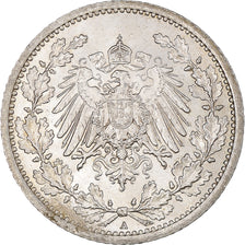 Coin, GERMANY - EMPIRE, 1/2 Mark, 1915, Berlin, AU(55-58), Silver, KM:17