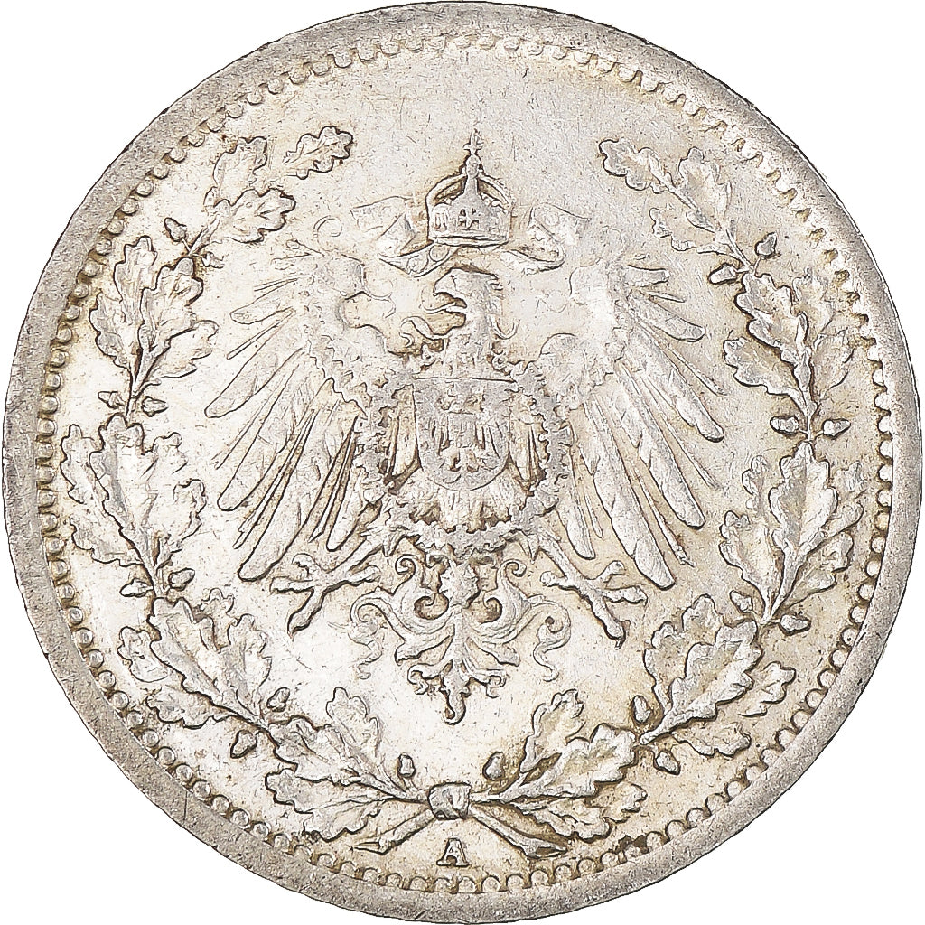 Coin, GERMANY - EMPIRE, 1/2 Mark, 1913, Berlin, AU(55-58), Silver, KM:17