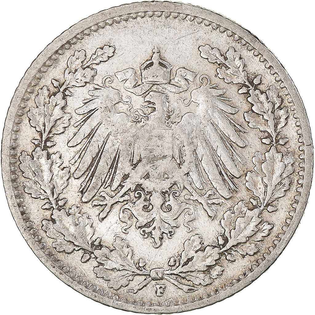 Coin, GERMANY - EMPIRE, 1/2 Mark, 1906, Stuttgart, EF(40-45), Silver, KM:17