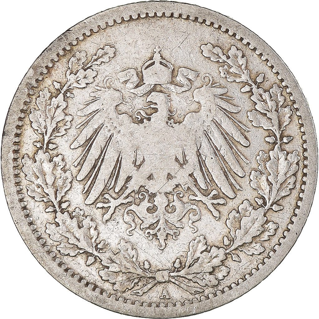 Coin, GERMANY - EMPIRE, 1/2 Mark, 1906, Berlin, VF(30-35), Silver, KM:17
