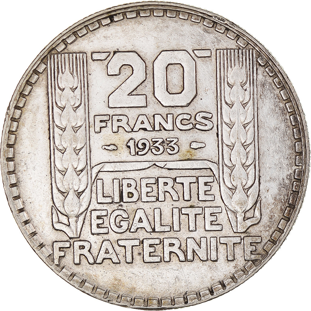 Monnaie, France, Turin, 20 Francs, 1933, Paris, Rameaux courts, TTB, Argent