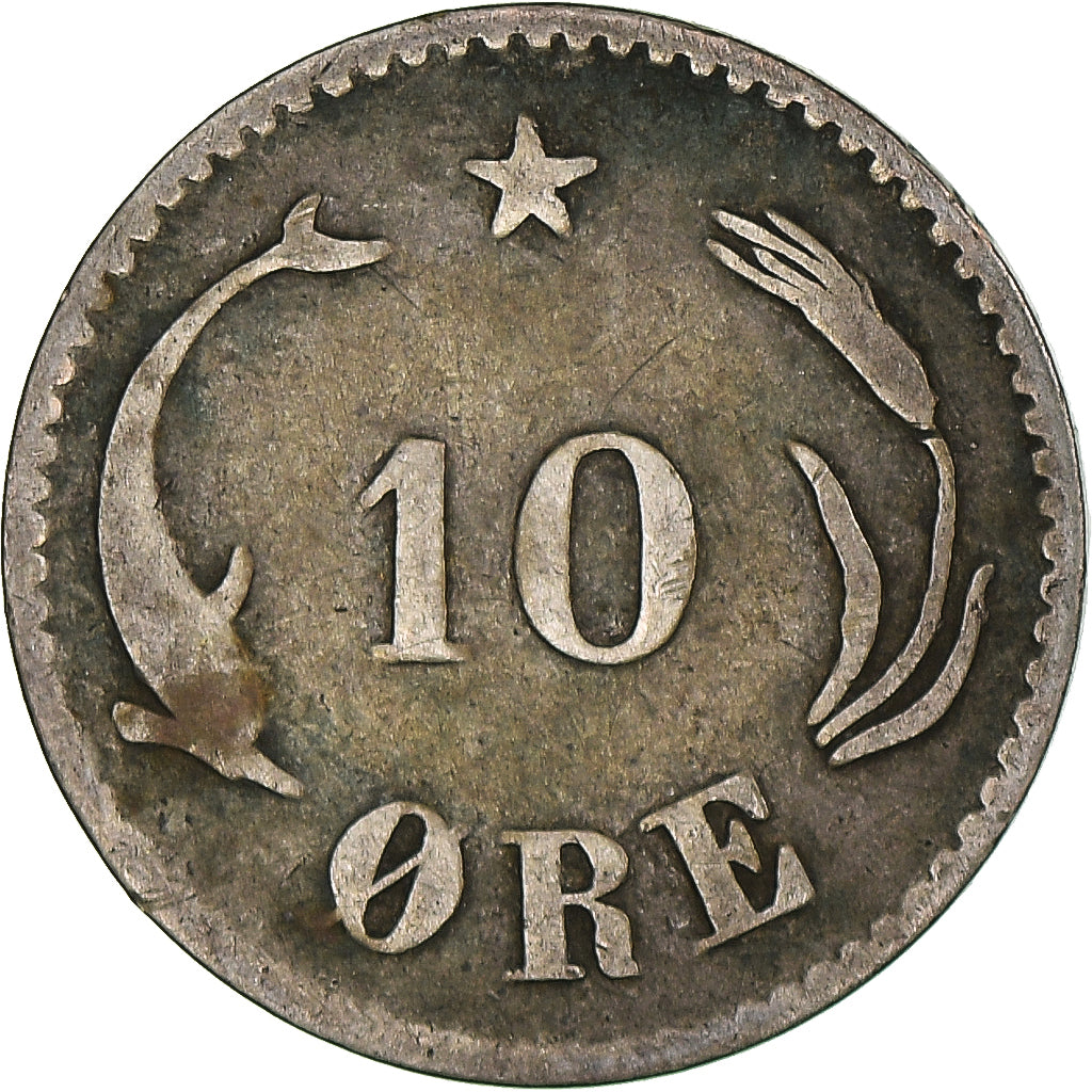 Moneta, Dania, Christian IX, 10 Öre, 1875, Copenhagen, VF(20-25), Srebro