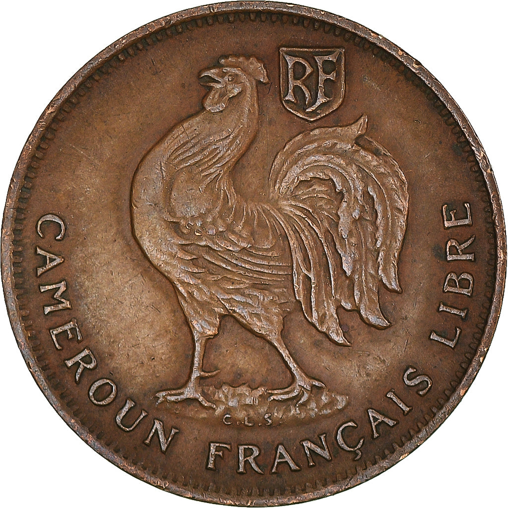 Coin, Cameroon, 50 Centimes, 1943, Pretoria, AU(50-53), Bronze, KM:4