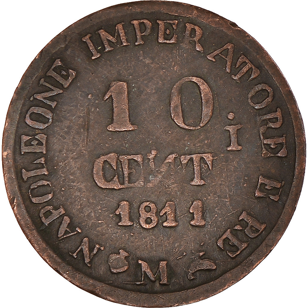 Monnaie, États italiens, Napoleon I, 10 Centesimi, 1811, Milan, TTB, Billon
