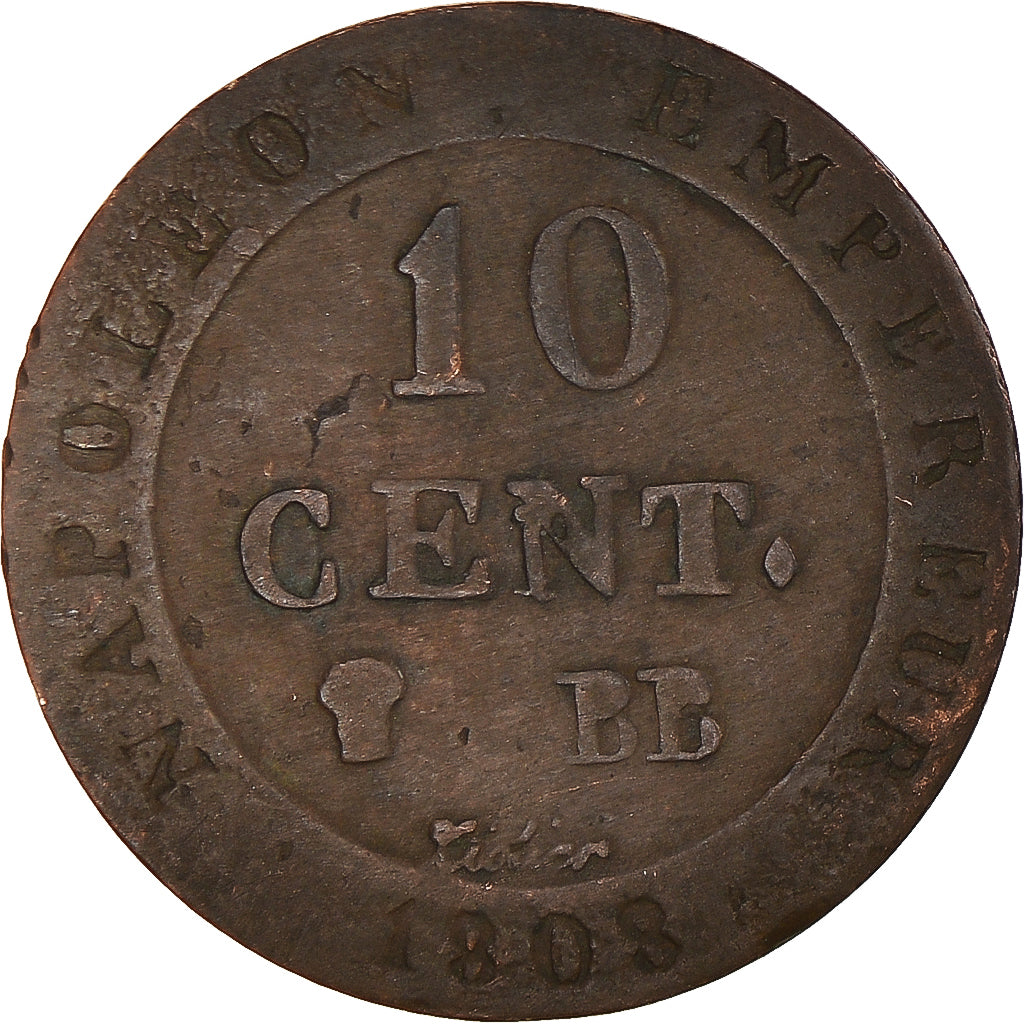 Moneta, Francia, Napoléon I, 10 Centimes, 1808, Strasbourg, MB+, Biglione