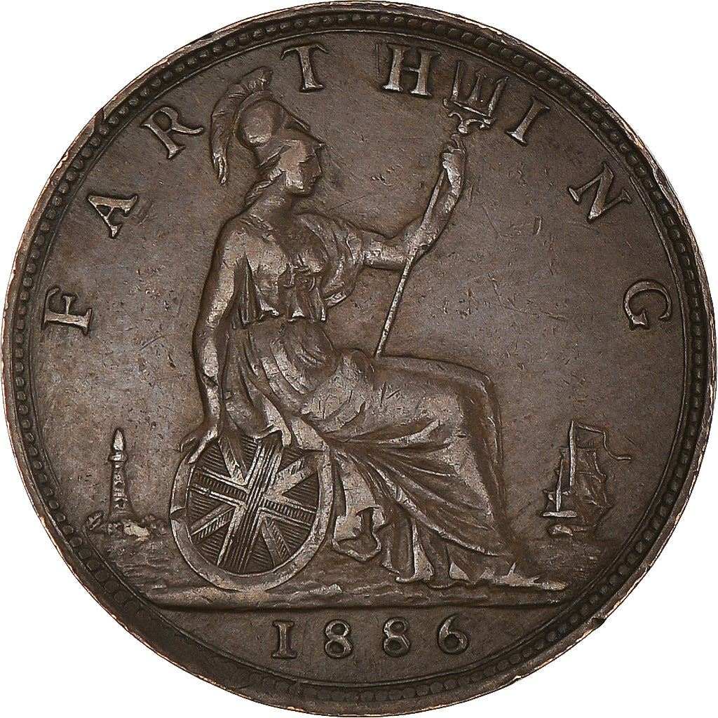 Coin, Great Britain, Victoria, Farthing, 1886, AU(50-53), Bronze, KM:753