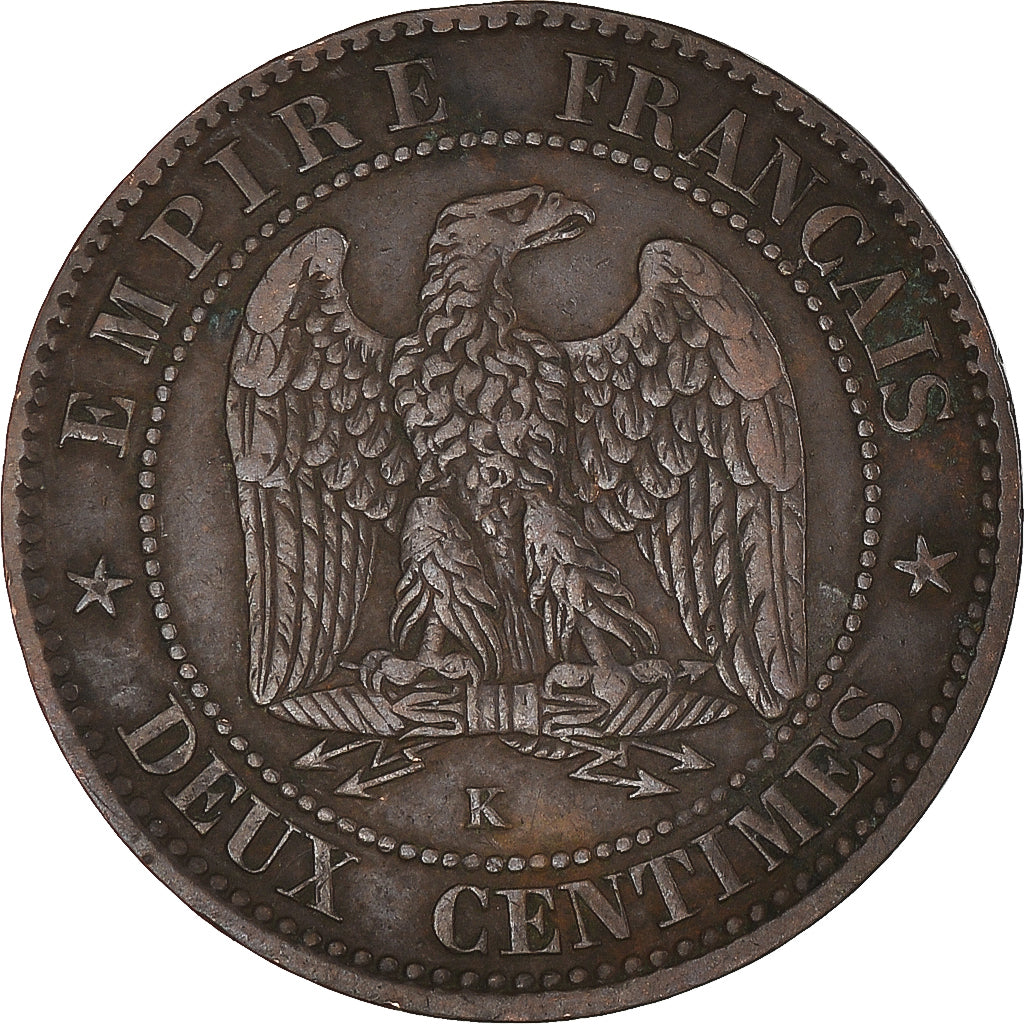 Coin, France, Napoleon III, 2 Centimes, 1854, Bordeaux, VF(30-35), Bronze