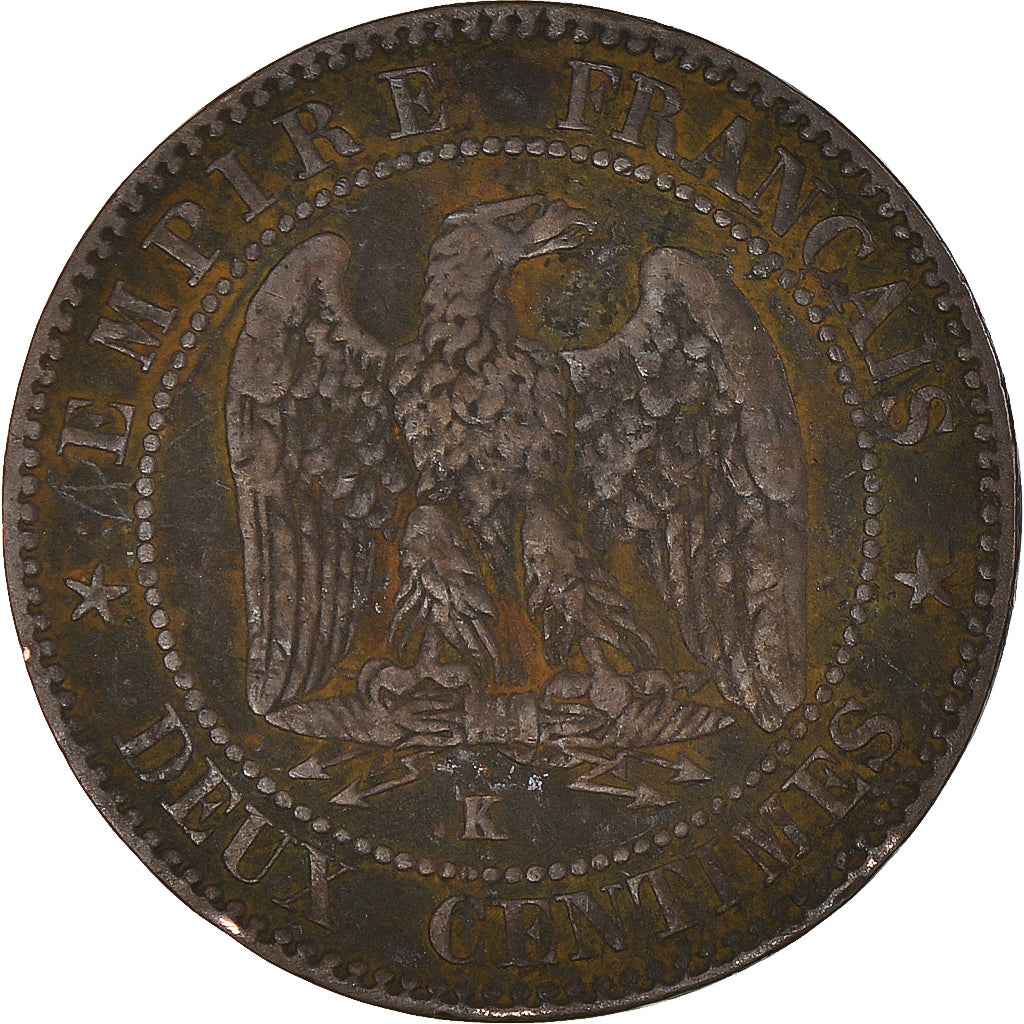 Münze, Frankreich, Napoleon III, 2 Centimes, 1854, Bordeaux, SGE+, Bronze