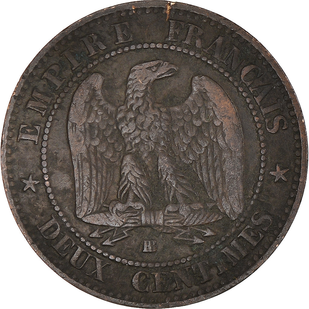 Münze, Frankreich, Napoleon III, 2 Centimes, 1854, Strasbourg, S+, Bronze