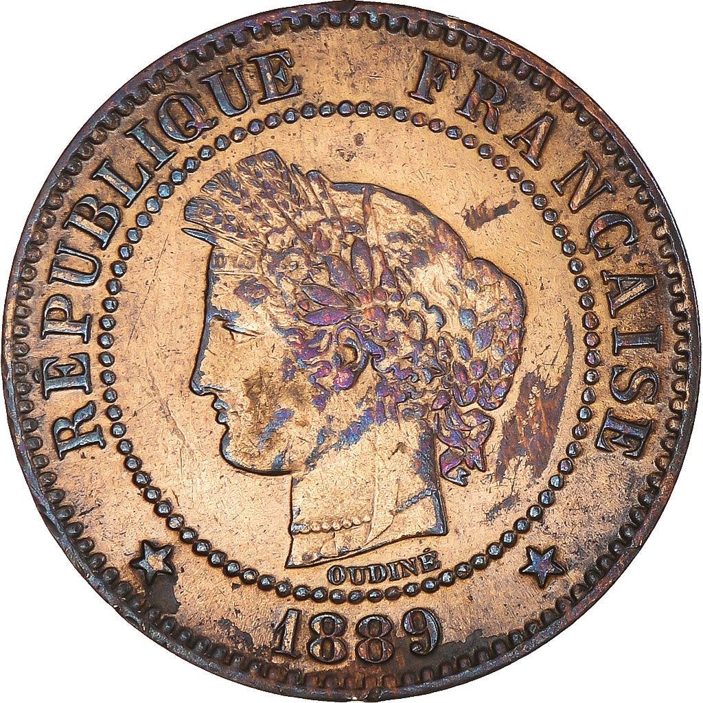 Münze, Frankreich, Cérès, 2 Centimes, 1889, Paris, SS+, Bronze, KM:827.1