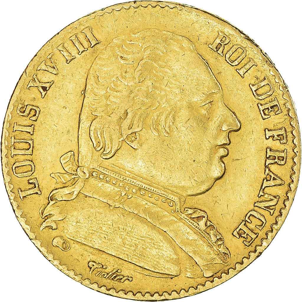 Monnaie, France, Louis XVIII, 20 Francs, 1814, Bordeaux, TTB+, Or, Gadoury:1026