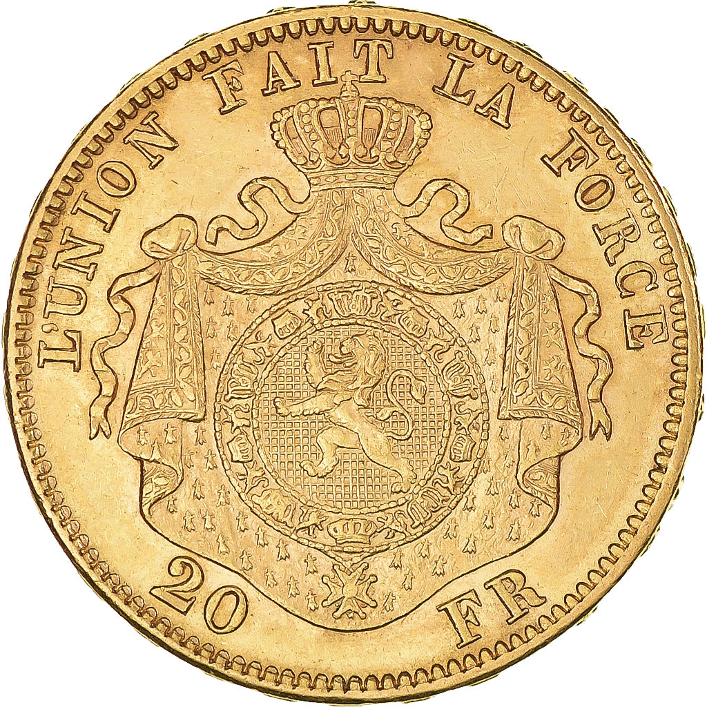Moneta, Belgio, Leopold II, 20 Francs, 20 Frank, 1870, BB+, Oro, KM:32