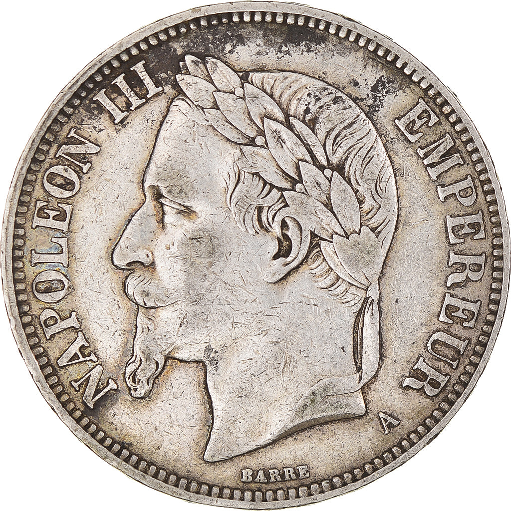 Moeda, França, Napoleon III, 5 Francs, 1870, Paris, EF(40-45), Prata, KM:799.1