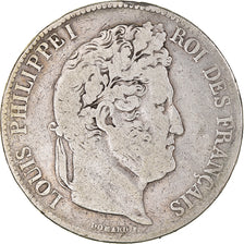 Moneta, Francia, Louis-Philippe, 5 Francs, 1837, Paris, MB, Argento, KM:749.1