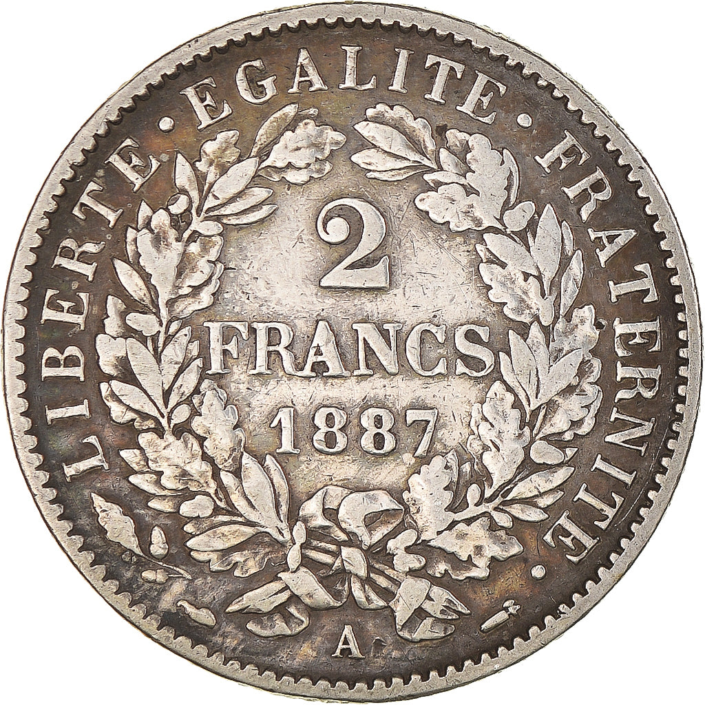 Coin, France, Cérès, 2 Francs, 1887, Paris, EF(40-45), Silver, KM:817.1