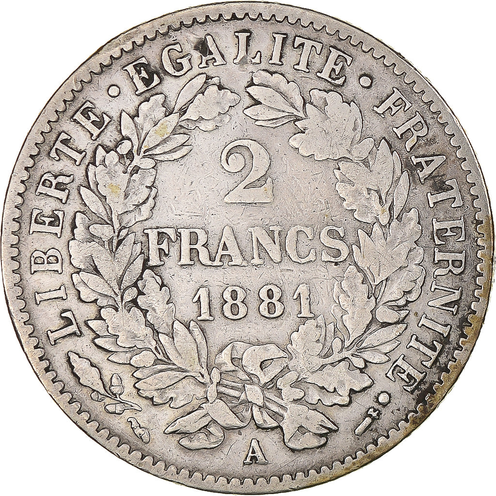 Monnaie, France, Cérès, 2 Francs, 1881, Paris, TB+, Argent, Gadoury:530a