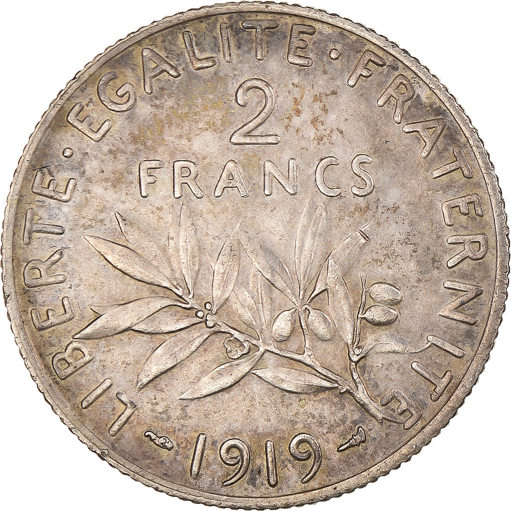 Coin, France, Semeuse, 2 Francs, 1919, Paris, EF(40-45), Silver, KM:845.1