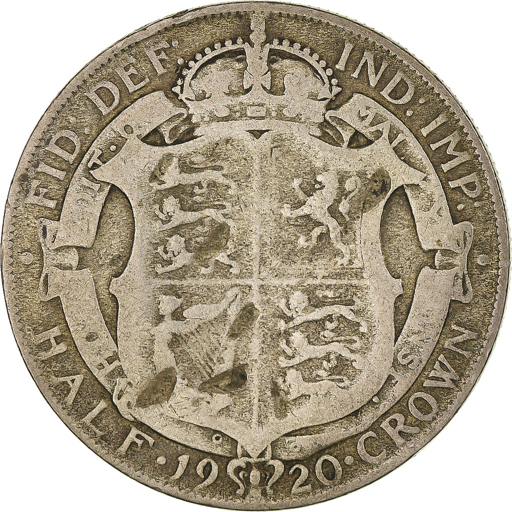Coin, Great Britain, George V, 1/2 Crown, 1920, VF(20-25), Silver, KM:818.1a
