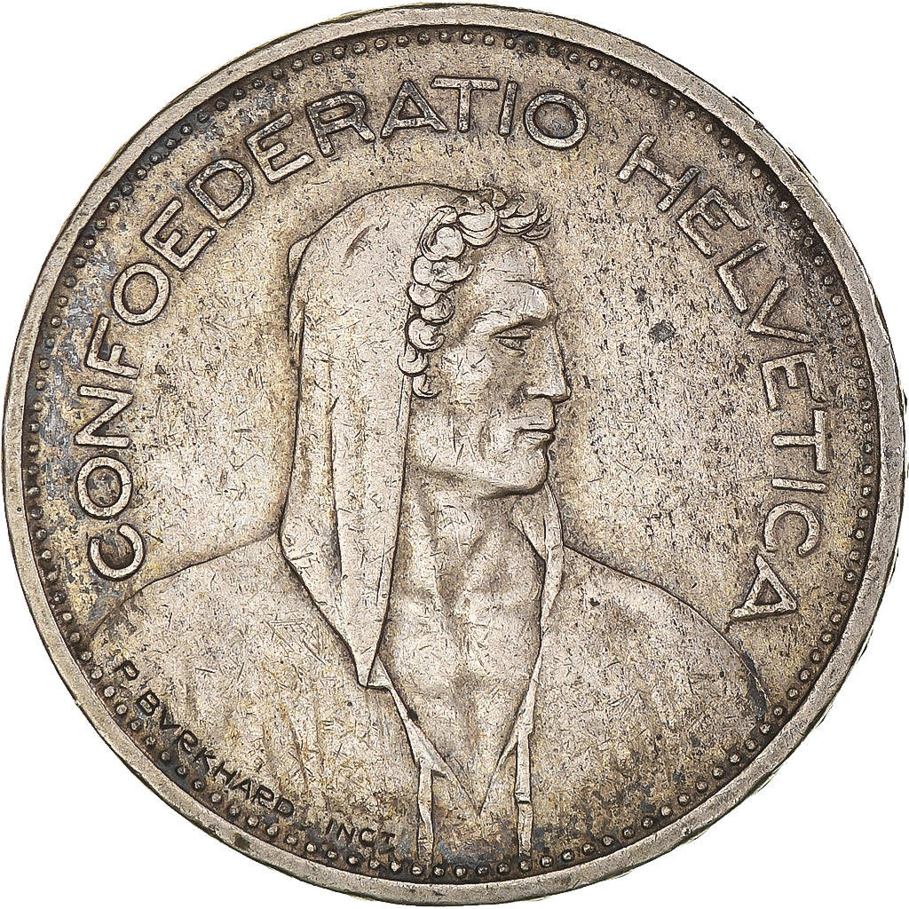 Coin, Switzerland, 5 Francs, 1937, Bern, EF(40-45), Silver, KM:40