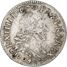 Moneta, Francja, Louis XIV, 5 Sols, 1/16 ECU, 1704, Strasbourg, VF(30-35)