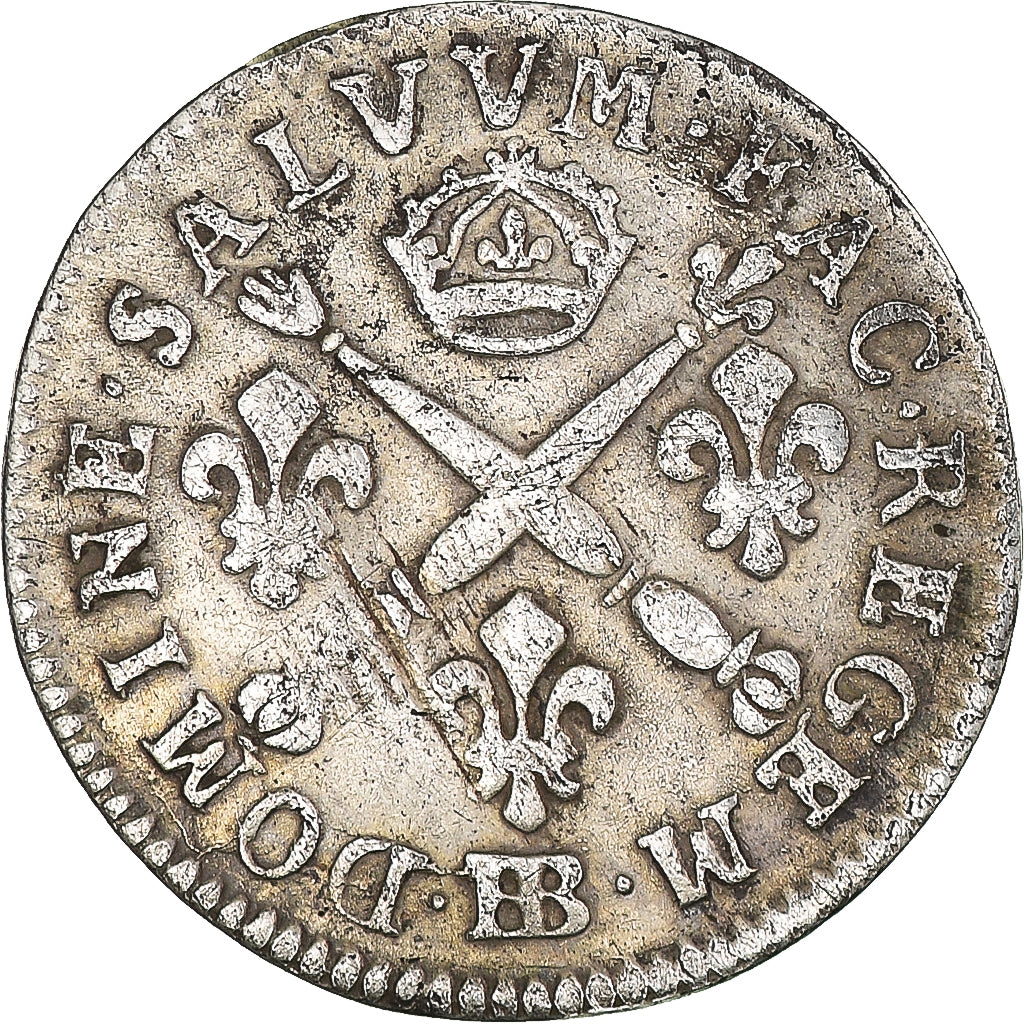 Moneta, Francja, Louis XIV, 5 Sols, 1/16 ECU, 1704, Strasbourg, VF(30-35)