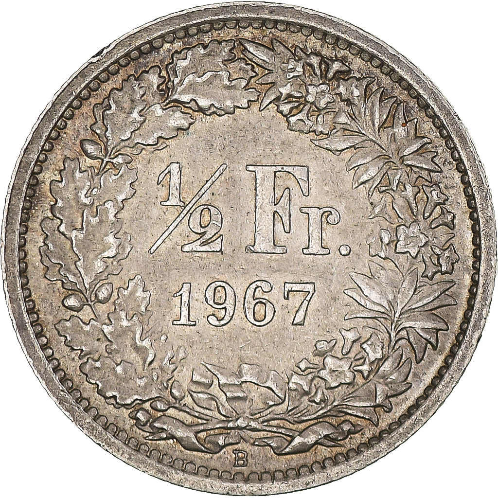 Coin, Switzerland, 1/2 Franc, 1967, Bern, EF(40-45), Silver, KM:23