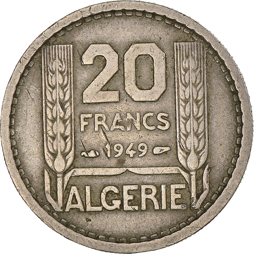 Moeda, Argélia, 20 Francs, 1949, Paris, EF(40-45), Cobre-níquel, KM:91