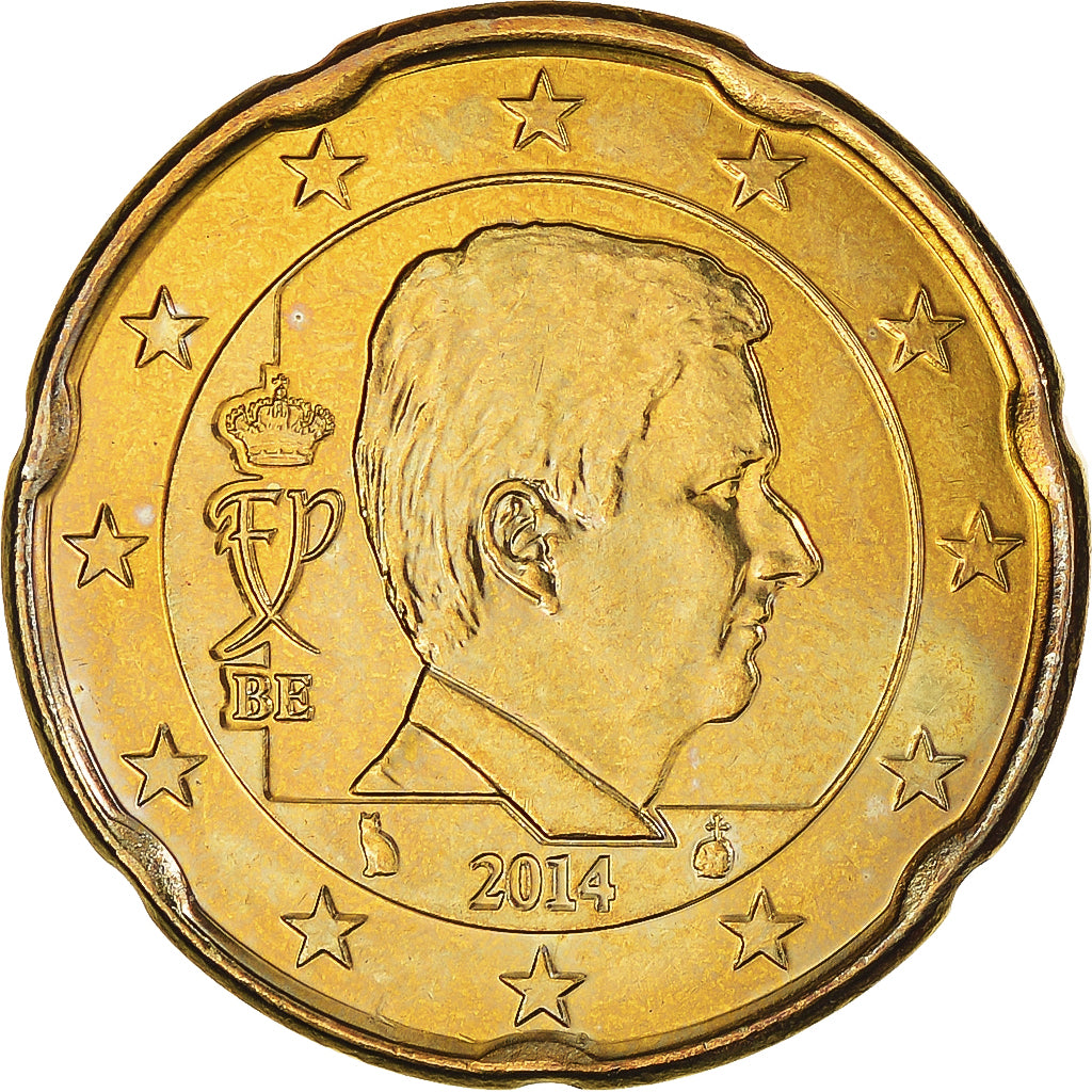 Belgio, 20 Euro Cent, 2014, SPL, Ottone, KM:335