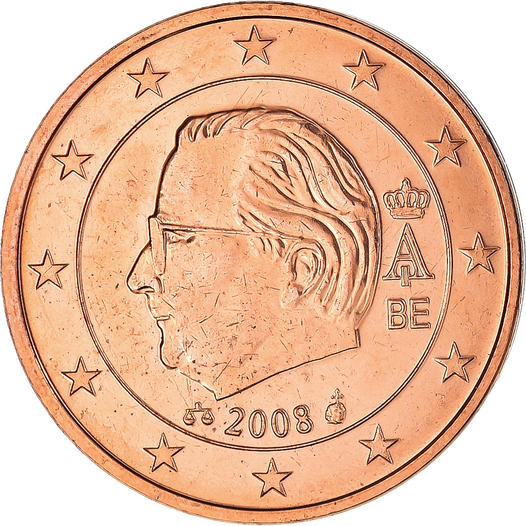 Belgium, 2 Euro Cent, 2008, MS(60-62), Copper Plated Steel, KM:275