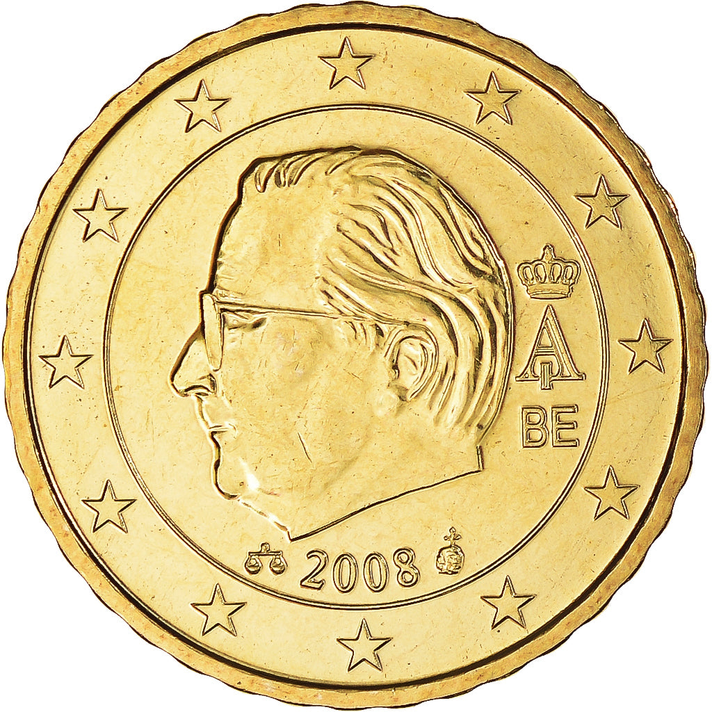 Belgium, 10 Euro Cent, 2008, MS(60-62), Brass, KM:277