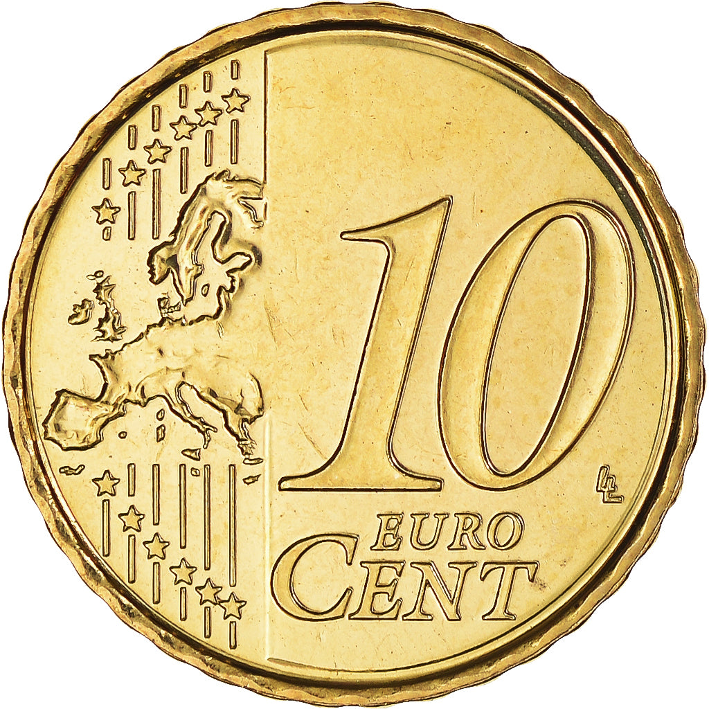 Belgium, 10 Euro Cent, 2008, MS(60-62), Brass, KM:277
