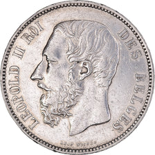 Münze, Belgien, Leopold II, 5 Francs, 5 Frank, 1875, SS+, Silber, KM:24