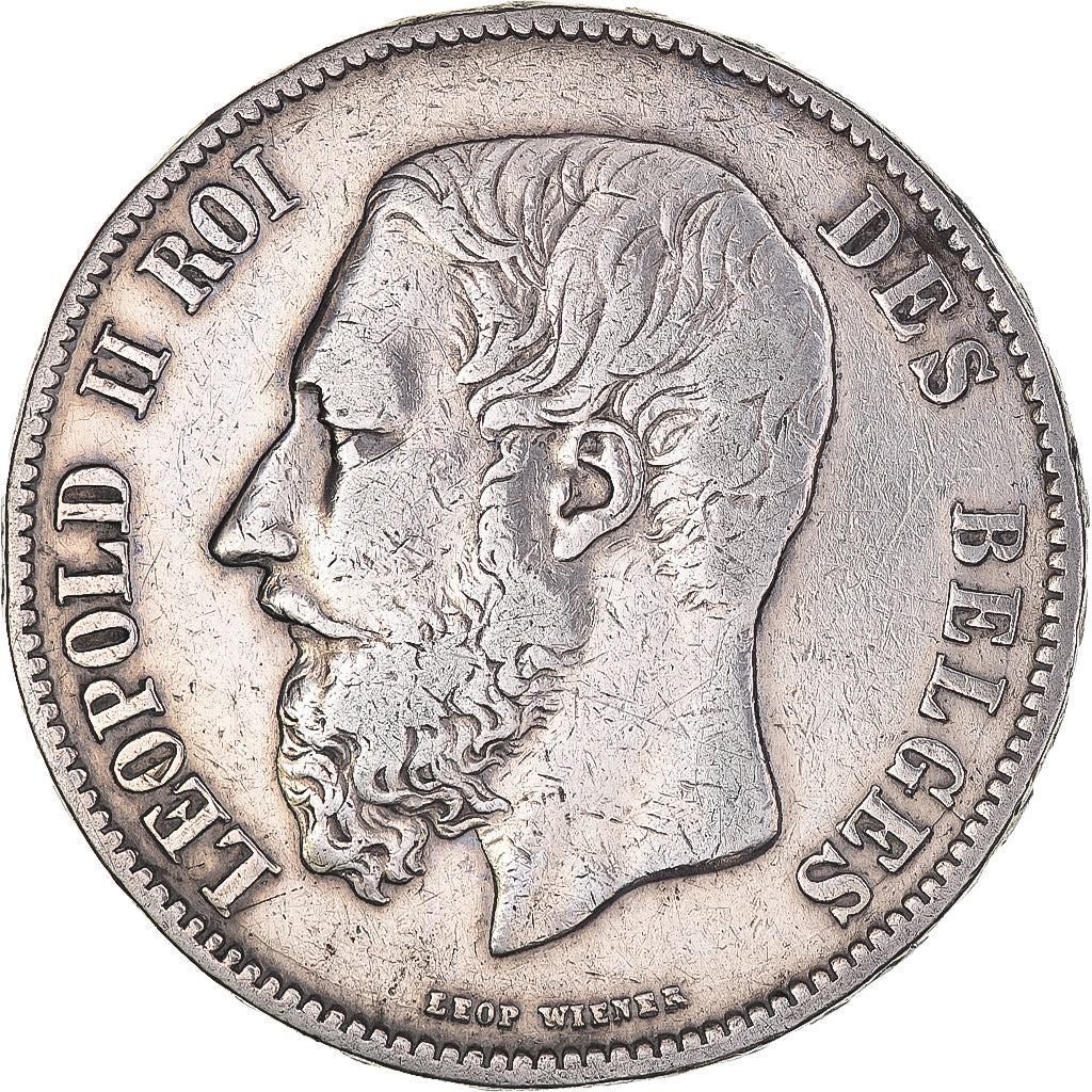 Coin, Belgium, Leopold II, 5 Francs, 5 Frank, 1871, VF(30-35), Silver, KM:24