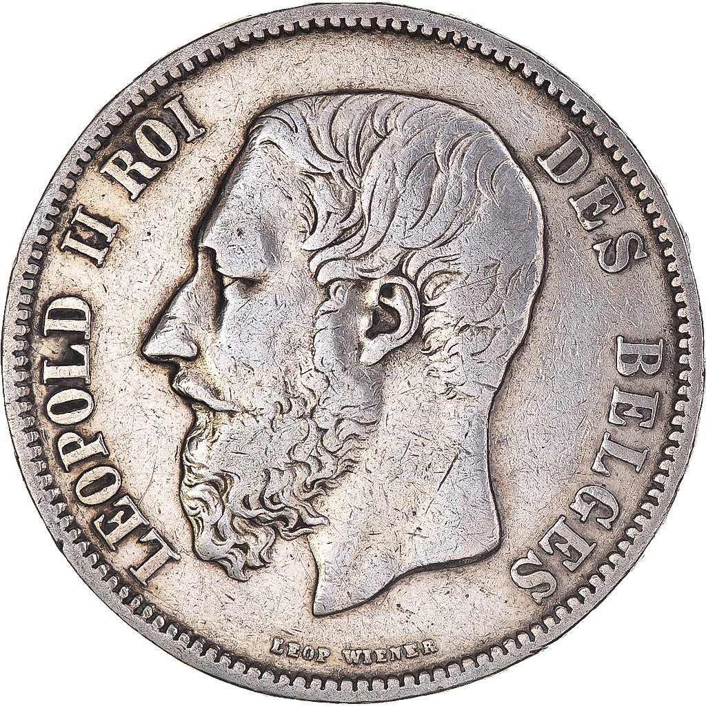 Coin, Belgium, Leopold II, 5 Francs, 5 Frank, 1869, VF(30-35), Silver, KM:24