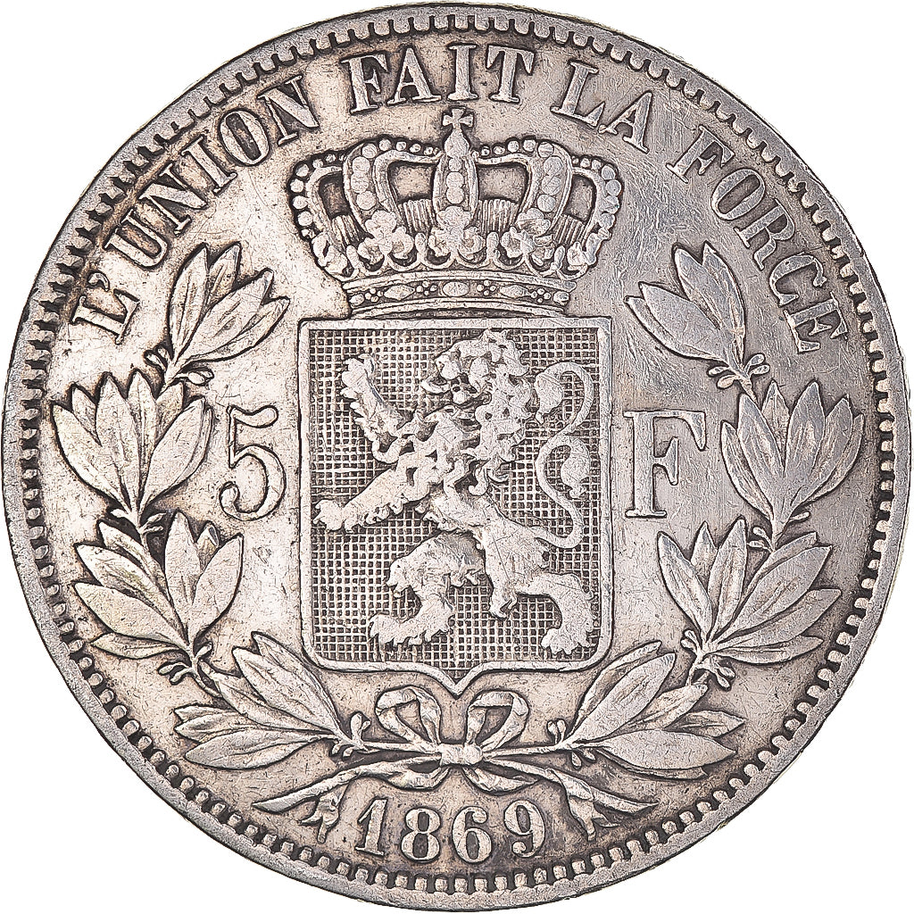 Coin, Belgium, Leopold II, 5 Francs, 5 Frank, 1869, VF(30-35), Silver, KM:24
