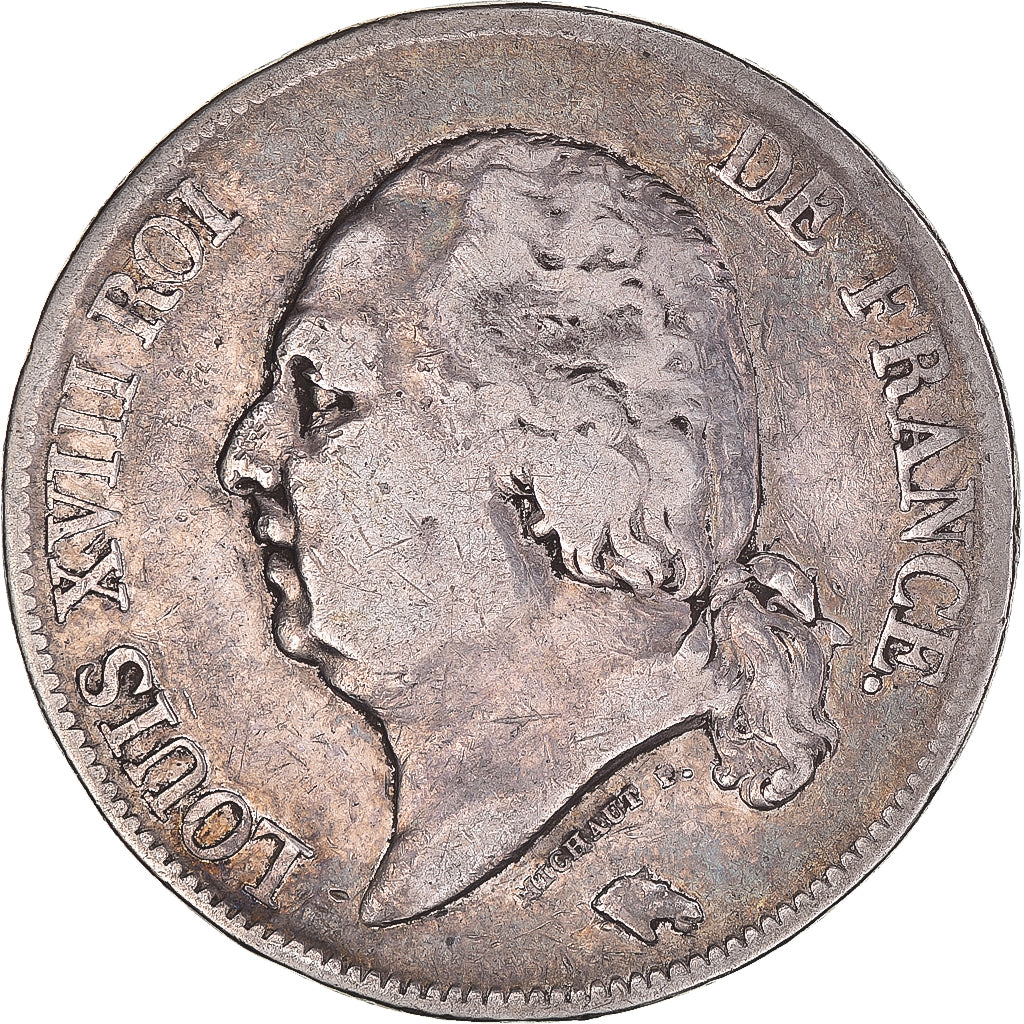 Moeda, França, Louis XVIII, 5 Francs, 1822, Paris, VF(30-35), Prata, KM:711.1